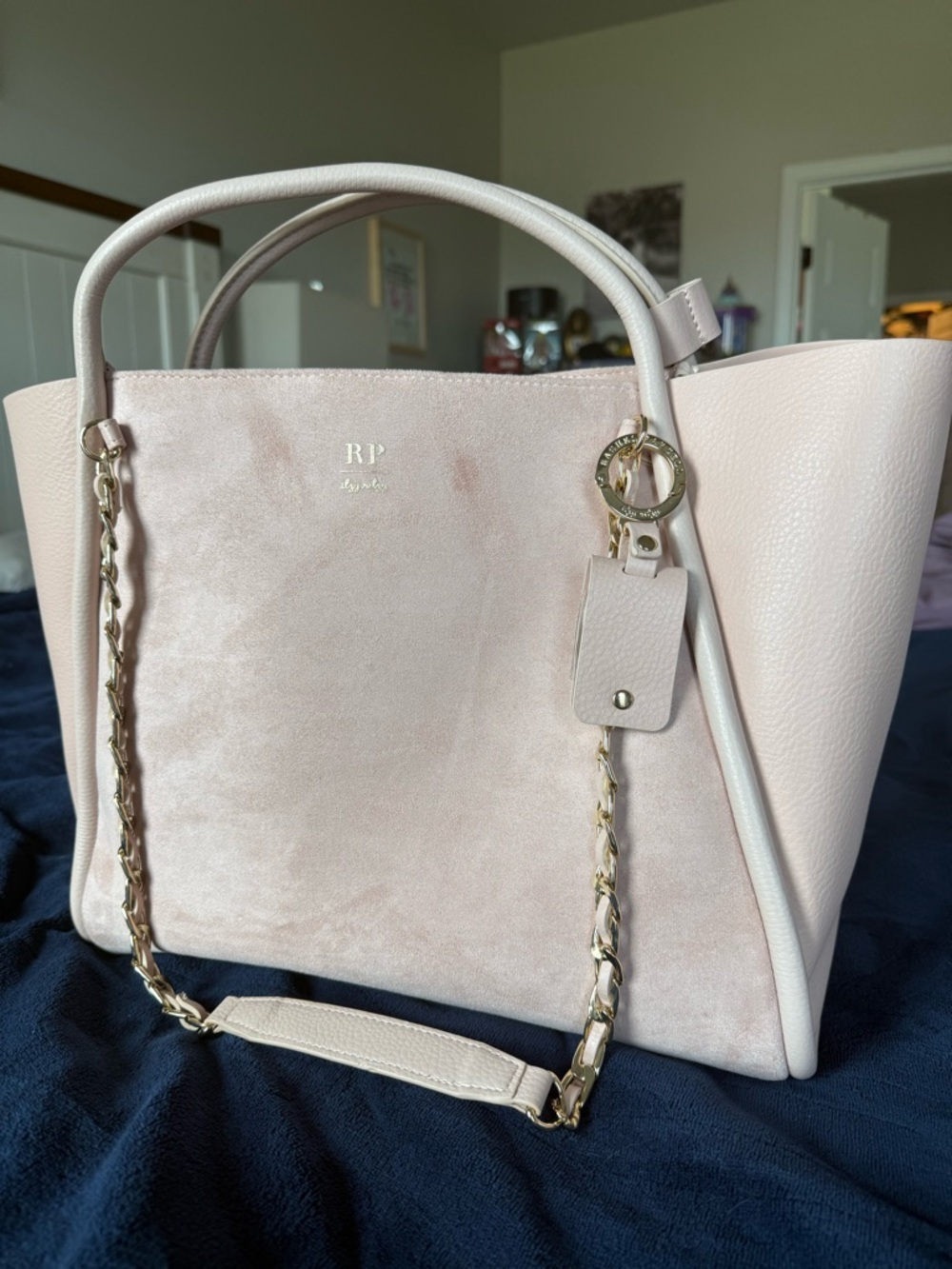 Itzy Ritzy Pale Pink Suede & Leather Tote